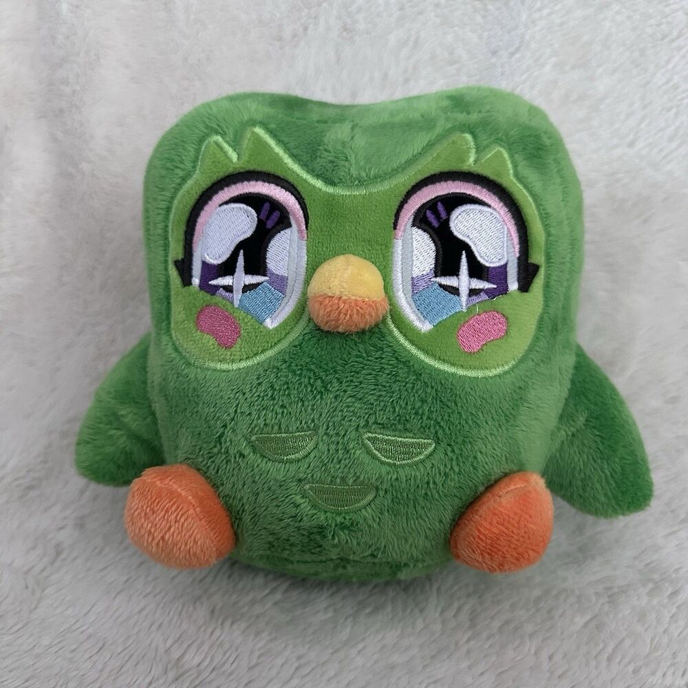 Duolingo Green Duo Owl 7" Toy Cartoon Anime Sparkle Eyes